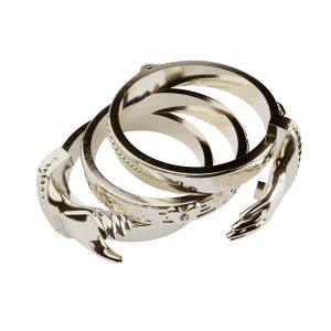 Anillo Gimmel Fede 3D de Caravaca de la Cruz sobre un fondo transparente.