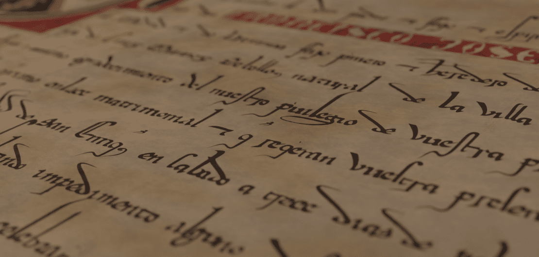 Imagen de la fuente tipográfica Gótica Minúscula Dimplomática Caravacensis, una letra medieval de gran detalle y fidelidad histórica