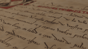 Imagen de la fuente tipográfica Gótica Minúscula Dimplomática Caravacensis, una letra medieval de gran detalle y fidelidad histórica